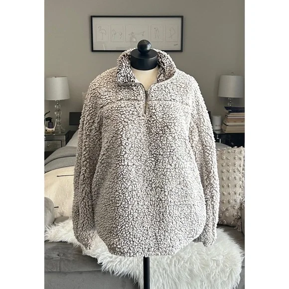 Thread & Supply Sherpa Pullover Sweatshirt Size Large L - Picture 2 of 9